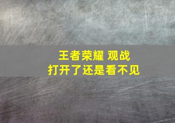 王者荣耀 观战打开了还是看不见